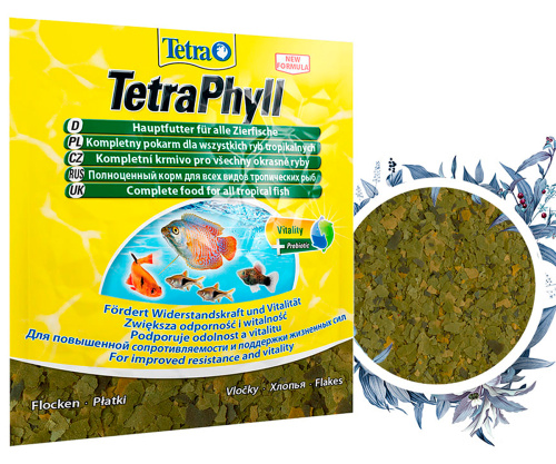 Tetra Phyll Корм для травоядных рыб, хлопья 12 г