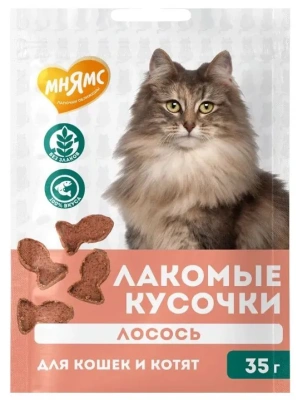 Лакомые кусочки Мнямс для кошек в форме рыбок со вкусом лосося 35г