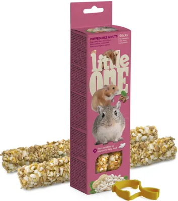 Лакомство Little One палочки для хомяков, крыс, мышей и песчанок с воздушн. рисом и орехами 2*55г