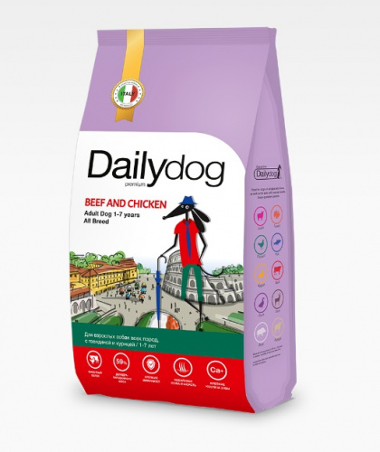 Dailydog Casual Line с говядиной и курицей для взрослых собак all breed 3 кг