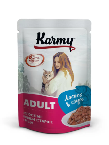 Влажный корм Карми для кошек Лосось в соусе 12*80г