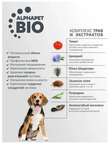 Сухой корм Альфа Пет WOW  для взрослых собак средних пород с Говядиной и сердцем 7кг