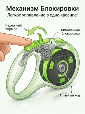 Поводок-рулетка Flexi New Neon tape размер - S 5м, 15кг, зеленая