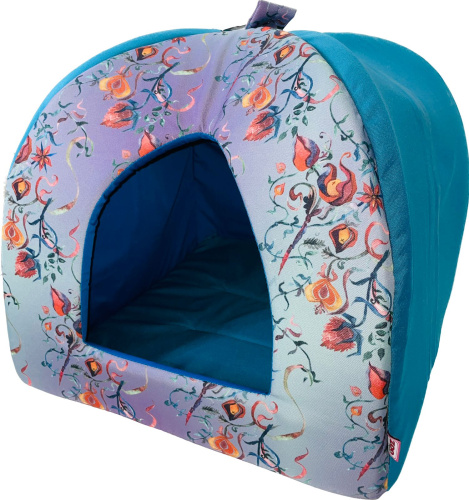 ЗООЭкспресс, Дом для животных вигвам "Дикие травы" 46х46х42 см бирюзовый, 721022