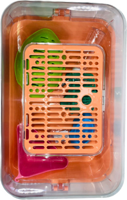 Клетка-террариум Зооэкспресс, для грызунов с пласт. дверкой и комплектацией 33х24х15, малый, оранж