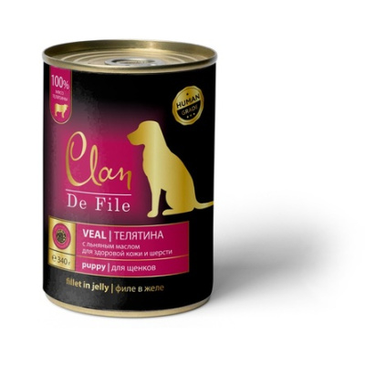 Влажный корм CLAN De File консервы для щенков, телятина 340 г  