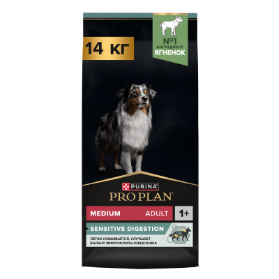 Purina Pro Plan Dog Сухой корм для собак средних пород, ягненок, 14 кг