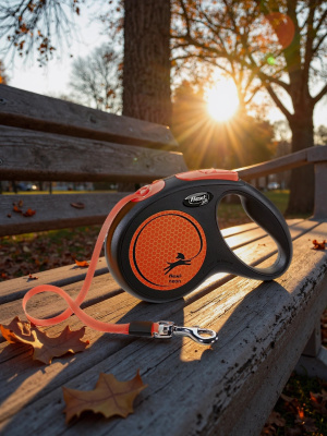 Поводок-рулетка Flexi New Neon tape, размер - M 5м, 25кг, желтая