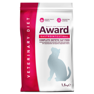 Сухой ветеринарный корм для кошек при заболеваниях ЖКТ 1,5 кг Award Veterinary Diet Gastrointestinal