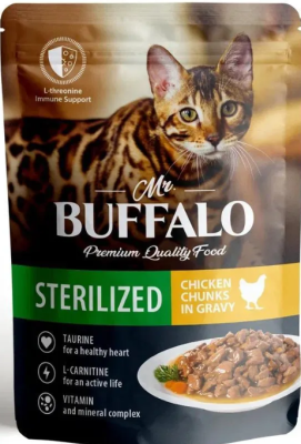 Влажный корм Mr. Buffalo sterilized кошек Цыпленок в соусе 12*85г