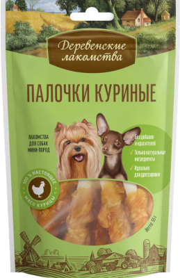 Деревенские лакомства 79711496 для собак мини-пород Палочки куриные 55г