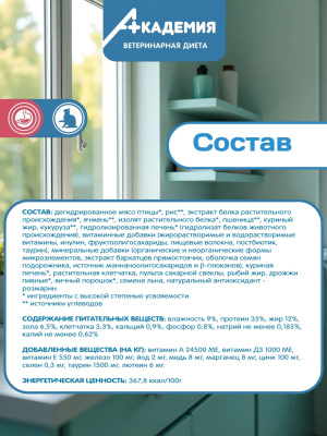 Корм для кошек Академия Ветдиета при расстройствах пищеварения 1,5 к