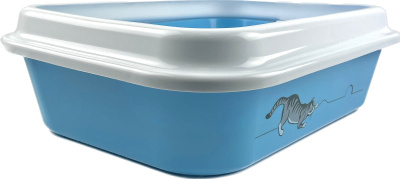 Зооэкспресс, Туалет МЕГАКИС с сеткой и рамкой, с рисунком 46*34,5*14 см, голубой