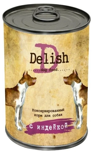 Влажный корм Delish для собак индейка 6*400 гр