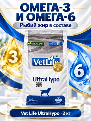 Сухой корм Фармина Vet Life UltraHypo для собак при пищевых аллергиях 2кг