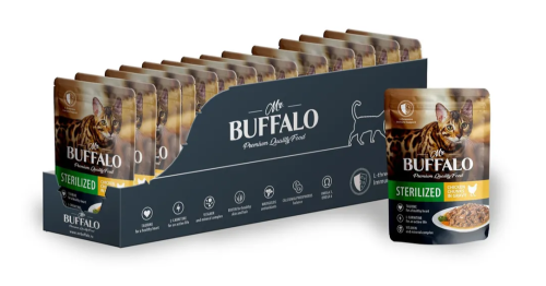 Влажный корм Mr.Buffalo (Баффало) для стерилизованных кошек Цыпленок в соусе 85г