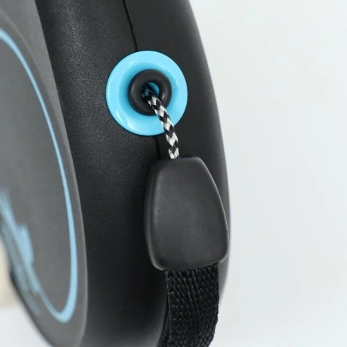 Рулетка Флекси (Flexi) Black Design S 5м до 12кг (трос) черно-голубая