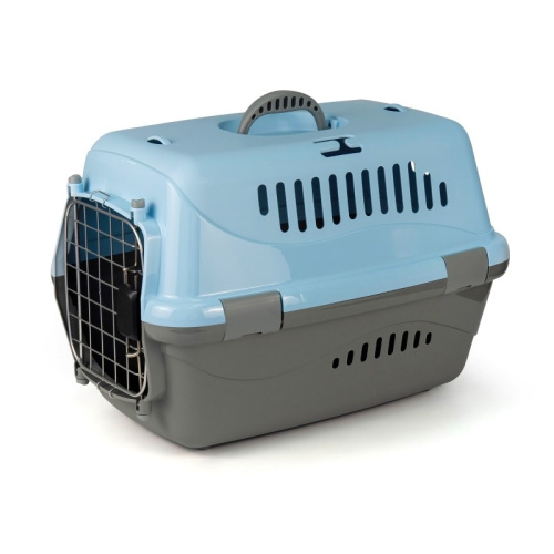 18411 Переноска для животных "Турне" L АВИА с метал. дверцей 54,5*36*34 см голубая