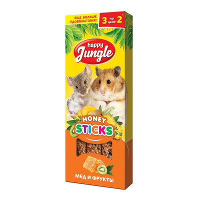 Хэппи Джангл J210 Палочки для мелких грызунов мед+фрукты 3шт