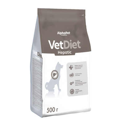 Сухой ветеринарный корм Alpha Pet Hepatic для взрослых собак при заболевании печени 500 гр