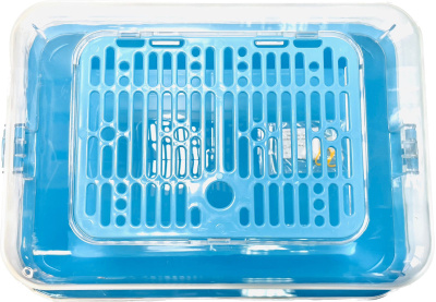 Клетка-террариум Зооэкспресс, для грызунов с пласт. дверкой и комплектацией 33х24х15, малый, голубой