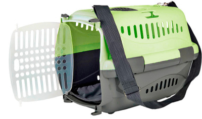 17113 Переноска для животных "Турне" S с прозр.пласт. дверцей 42*29,5*26 см зеленая
