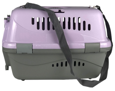 18322 Переноска для животных "Турне" L с металлической дверцей (коврик + ремень) фиолетовая