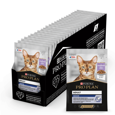 Влажный корм Purina Pro Plan Indoor для домашних кошек, индейка в желе, 26х85