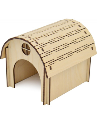 ЗООэкспресс, Домик для грызунов Полукруглый, окошко, фанера 16*25*15 см, 14213