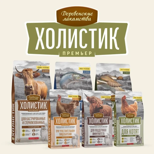 Сухой корм Деревенские лакомства ХОЛИСТИК ПРЕМЬЕР для котят с курицей 400 г