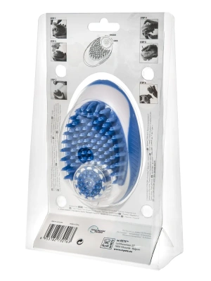 Щетка для мытья животных с дозатором для мыла Рубиз, синяя, 11,5х7,5см Mpets 