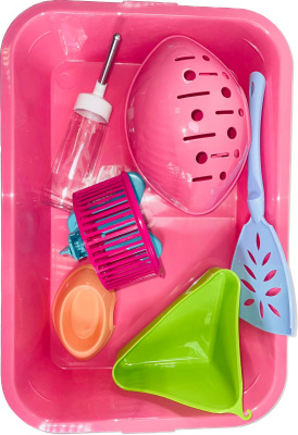 Клетка-террариум Зооэкспресс, для грызунов с метал. дверкой и компл., 40х27х18, средний, розовый