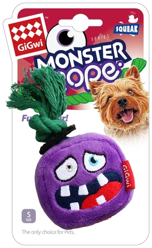 Игрушка для собак GiGwi "MONSTER ROPE" Монстр с веревкой и пищалкой 8см
