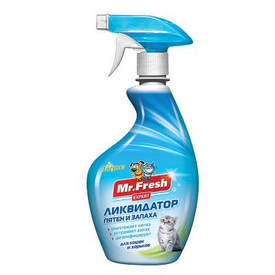 Мистер Фреш (Mr. Fresh), F403 Ликвидатор пятен и запаха для кошек и хорьков (спрей) 500мл