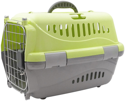 Переноска  "Турне" L АВИА с метал. дверцей (коврик + ремень) 54,5*36*34 см зеленая