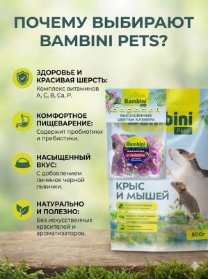 Корм для крыс Bambini Pets, корм + лакомство -  цветы клевера в подарок