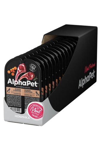 ALPHAPET SUPERPREMIUM   влажный корм для щенков, берем. и корм. собак ягненок и морковь 100гр