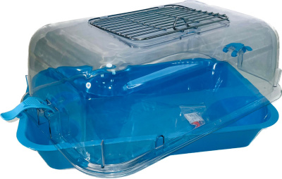 Клетка-террариум Зооэкспресс, для грызунов с метал. дверкой, 42х30,5х22,5 см, большой, голубой