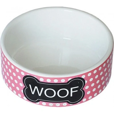 Миска керамическая "Woof", бело-розовая 12,5*5см*440мл