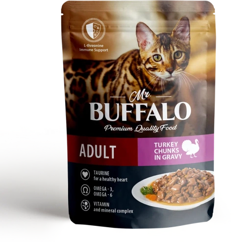 Влажный корм Mr. Buffalo Adult lдля кошек с чувствительным пищеварением Индейка в соусе 12*85г
