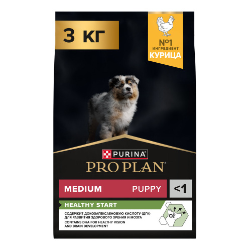Purina Pro Plan Dog Medium Puppy Корм сухой для щенков средних пород, с курицей, 3 кг