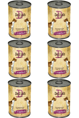 Влажный корм Delish для собак индейка 6*400 гр