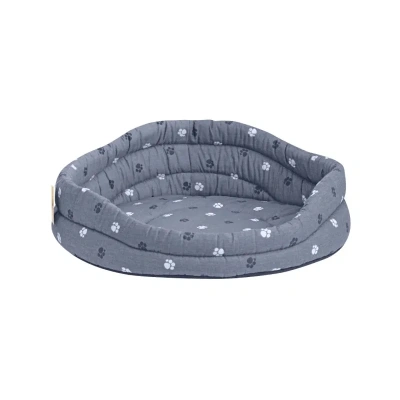 Лежанка Моськи-Авоськи, круглая стёганая с подушкой, 57*57*20, серая