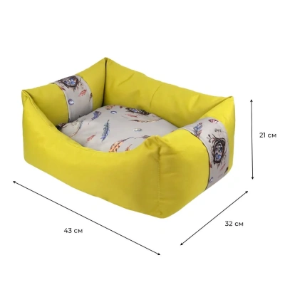 700112 Лежанка пухлик «Птицы» 43*32*21 см горчично-желтый