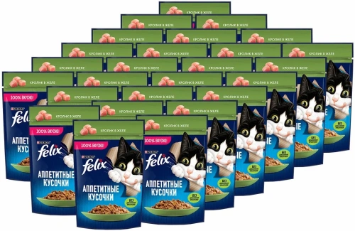 Влажный корм Felix Аппетитные Кусочки Кролик 26x75г