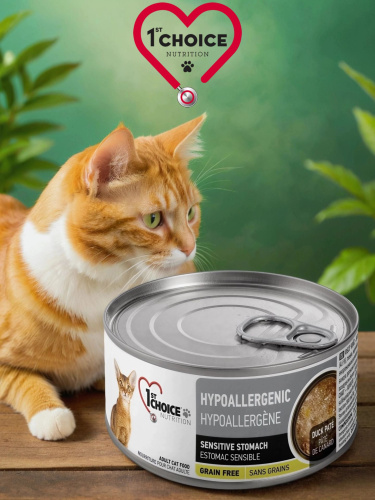 Влажный корм 1st CHOICE для кошек, гипоаллергенный утка с картофелем, 12х85