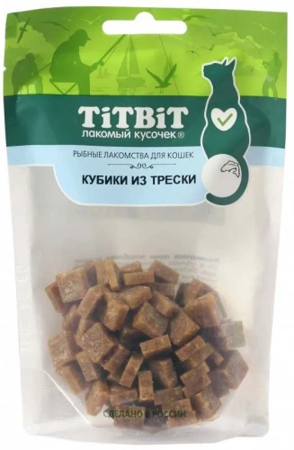 Лакомство  Титбит для кошек Кубики из трески   60 г