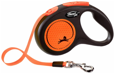 Поводок-рулетка Flexi New Neon tape M 5 м, 25кг, оранжевая