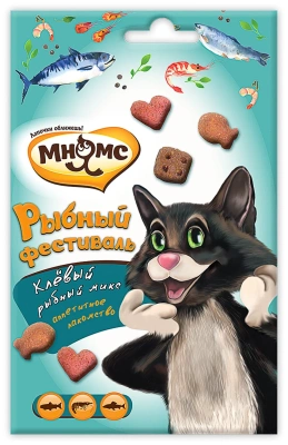Лакомство для кошек, Мнямс Рыбный фестиваль Лосось, Креветки, Форель 50г