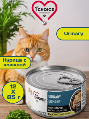 Влажный корм 1st CHOICE для кошек Urinary Курица с клюквой, 12х85гр